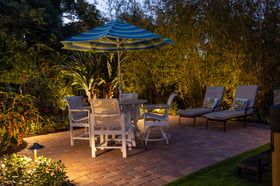 night landscape lights patio outdoor furniture