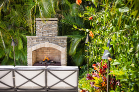 landscape design outdoor fireplace