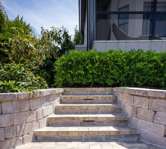 paver stairway leading to yard