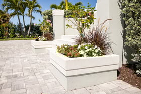 container gardens paver driveway stairs 