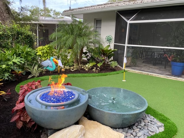 FireBowl Feature and Putting Green